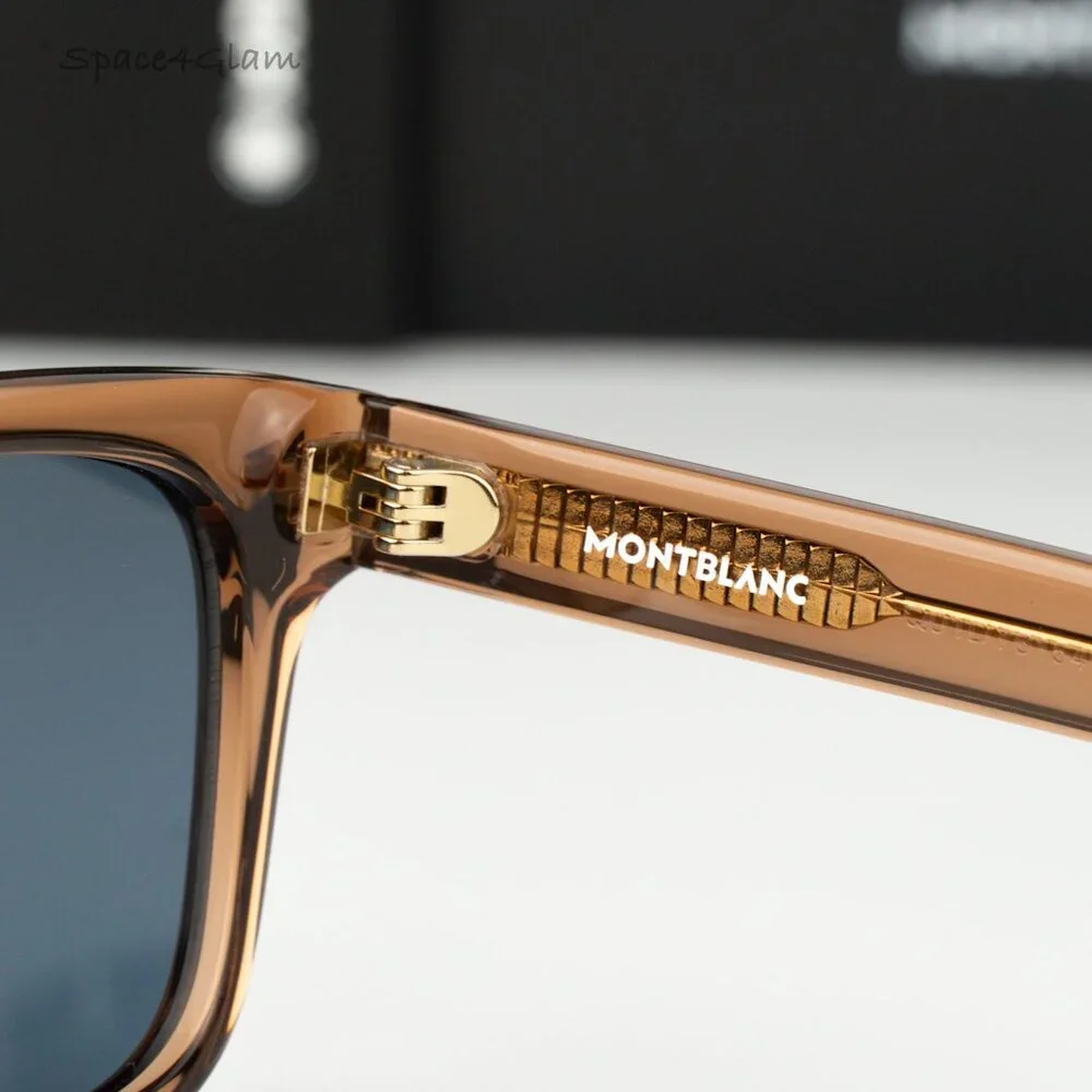 Montblanc Men Sunglasses Brown Blue Square MB0263S 005 NEW AUTHENTIC